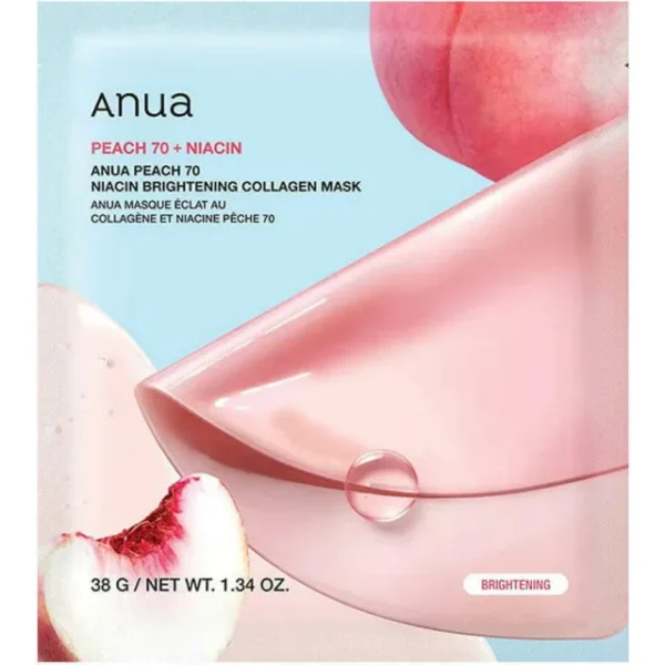 Осветляющая гидрогелевая маска с персиком для ровного тона Anua Peach 70 Niacin Brightening Collagen Mask