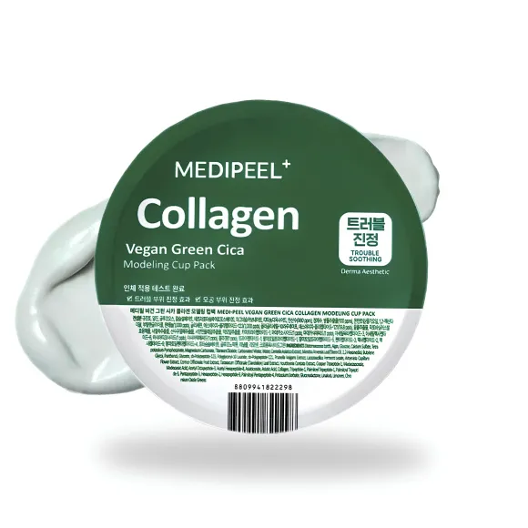 Успокаивающая альгинатная маска с центеллой MEDIPEEL Collagen Vegan Green Cica Modeling Cup Pack