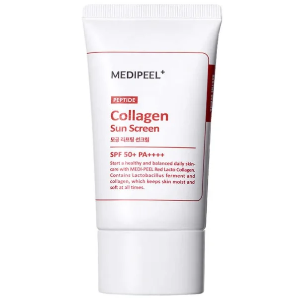 Омолаживающий солнцезащитный крем с коллагеном и пептидами MEDIPEEL Red Lacto Collagen Pore Lifting Sunscreen SPF50+ PA++++