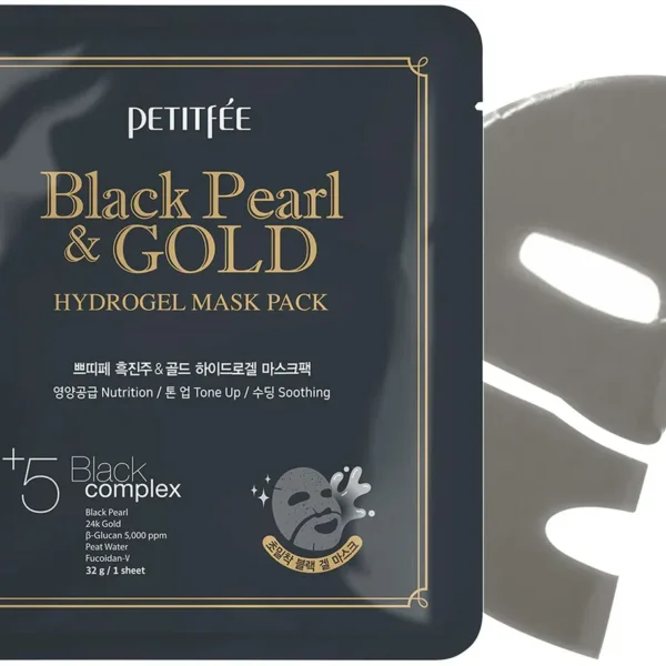 Гидрогелевая лифтинг-маска с черным жемчугом Petitfee Black Pearl & Gold Hydrogel Mask Pack