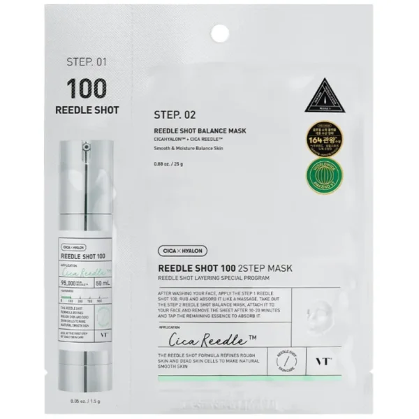 Двухфазная тканевая маска с микроиглами VT Cosmetics Reedle Shot 100 2 Step Mask