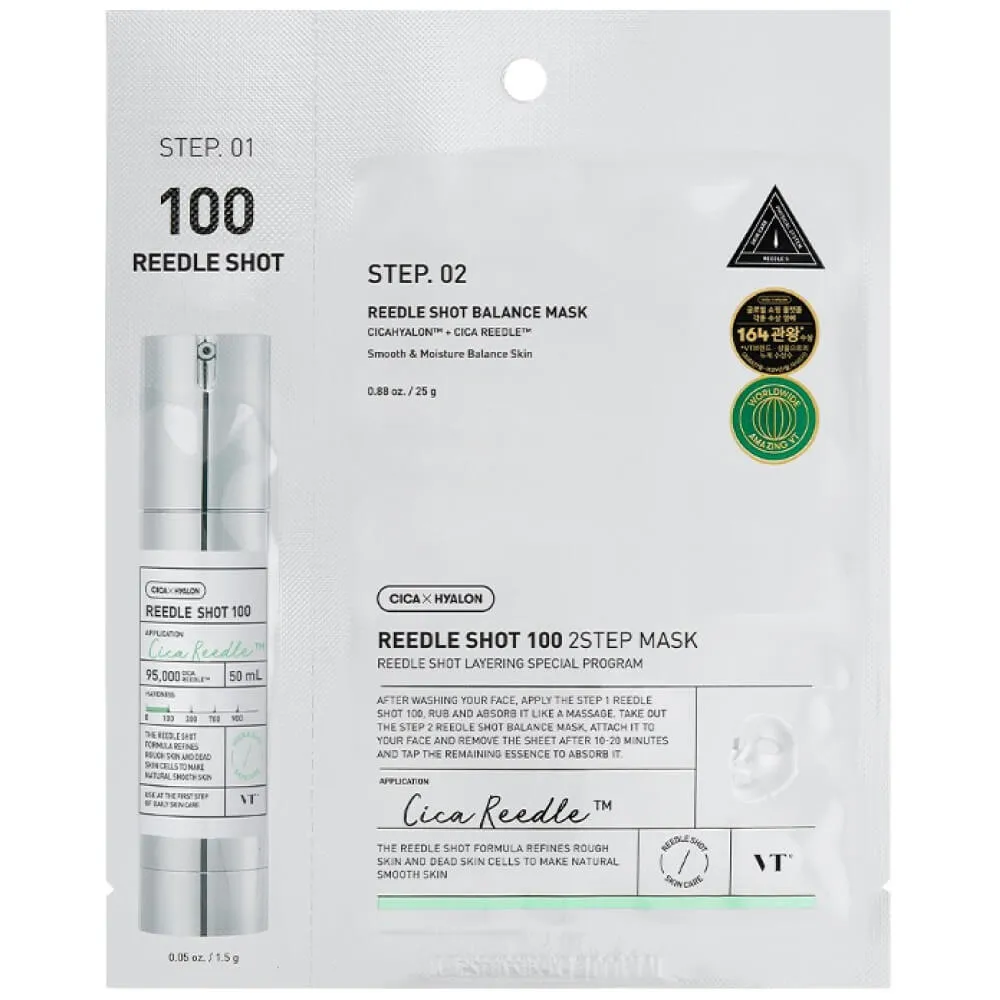 Двухфазная тканевая маска с микроиглами VT Cosmetics Reedle Shot 100 2 Step Mask Двухфазная тканевая маска с микроиглами VT Cosmetics Reedle Shot 100 2 Step Mask