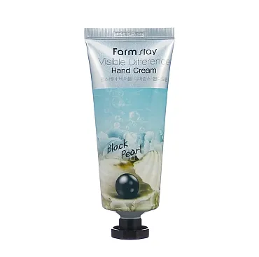 Осветляющий крем для рук с жемчугом FarmStay Visible Difference Hand Cream Black Pearl