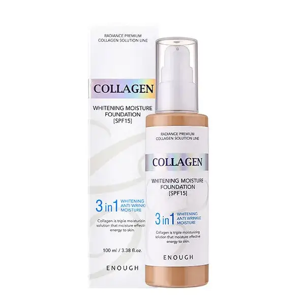 Тональный крем 3 в 1 для сияния кожи с коллагеном Enough Collagen Whitening Moisture Foundation SPF15